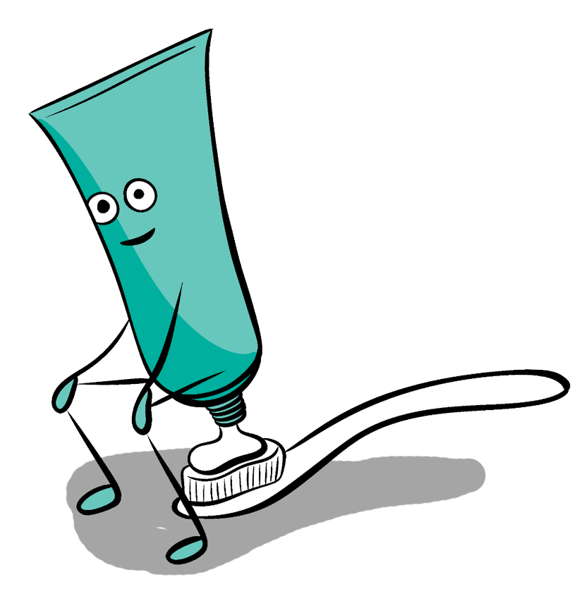 Toothpaste character on a toothbrush